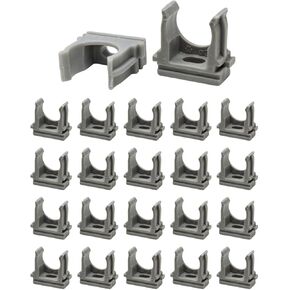 Plastic Pipe Clip 20 mm - Water Pipe Clamps for PVC Fittings, 20 Pcs - PVC Clips for Water Pipes & Tubing Hoses Support, Without Screws, Compatible with 1/2" PVC Pipe