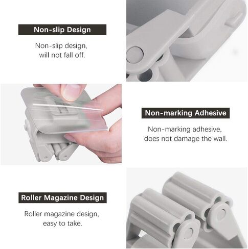 LZYMSZ 8 قطع حامل مكنسة الممسحة، رف تخزين مثبت على الحائط وقابل لإعادة الاستخدام ذاتي اللصق، 4 ألوان بدون حامل مكنسة الحفر للمطبخ والحمام والحديقة وباب الغسيل وخزانة الملابس والمرآب والمرحاض in Kuwait