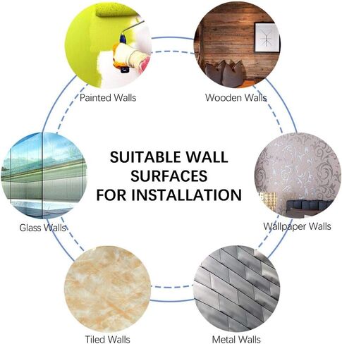 LZYMSZ 8 قطع حامل مكنسة الممسحة، رف تخزين مثبت على الحائط وقابل لإعادة الاستخدام ذاتي اللصق، 4 ألوان بدون حامل مكنسة الحفر للمطبخ والحمام والحديقة وباب الغسيل وخزانة الملابس والمرآب والمرحاض in Kuwait