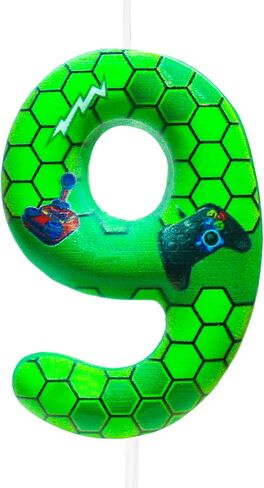 9th Birthday Candles Green Gamepad Pattern Number 9 Birthday Party for Baby Girl Boy Birthday Cake Topper Graduation Celebration Anniversary Game Party Decorations Game Controller Theme in Saudi Arabia