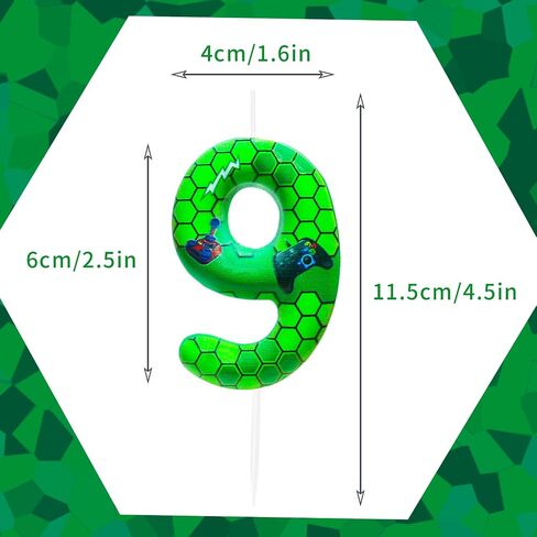 9th Birthday Candles Green Gamepad Pattern Number 9 Birthday Party for Baby Girl Boy Birthday Cake Topper Graduation Celebration Anniversary Game Party Decorations Game Controller Theme in Saudi Arabia