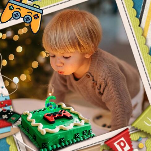 9th Birthday Candles Green Gamepad Pattern Number 9 Birthday Party for Baby Girl Boy Birthday Cake Topper Graduation Celebration Anniversary Game Party Decorations Game Controller Theme in Saudi Arabia