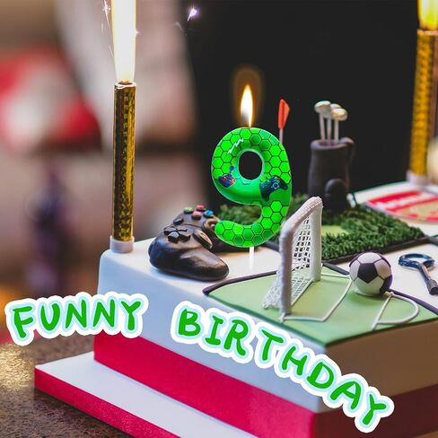 9th Birthday Candles Green Gamepad Pattern Number 9 Birthday Party for Baby Girl Boy Birthday Cake Topper Graduation Celebration Anniversary Game Party Decorations Game Controller Theme in Saudi Arabia