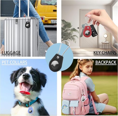 4 Pack Protect Case Compatible with Apple AirTag (Gen1&2), Secure GPS Tracker Holder with Wire Cable Shockproof & Anti-Theif Suitable for Keychain, Keys, Luggage, Bags and Kids in Kuwait