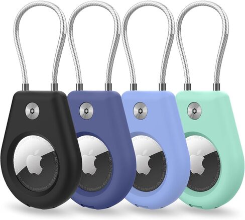 4 Pack Protect Case Compatible with Apple AirTag (Gen1&2), Secure GPS Tracker Holder with Wire Cable Shockproof & Anti-Theif Suitable for Keychain, Keys, Luggage, Bags and Kids in Kuwait