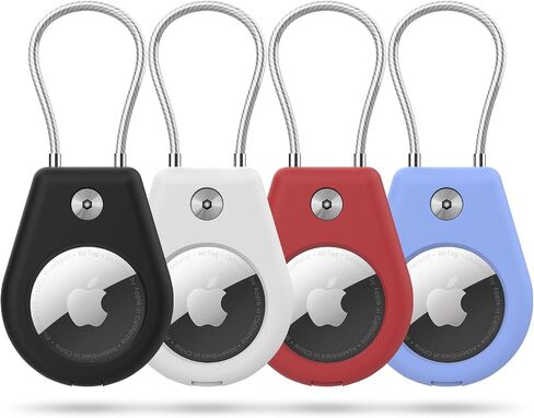4 Pack Protect Case Compatible with Apple AirTag (Gen1&2), Secure GPS Tracker Holder with Wire Cable Shockproof & Anti-Theif Suitable for Keychain, Keys, Luggage, Bags and Kids in Kuwait