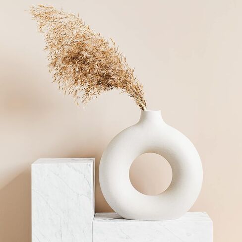 Bdor Ceramic Vase, Flower Vase Set of 3, Hollow Round Matte Vase for Room Decor, Modern Farmhouse Home DéCor Accents, Living Room Decor, Book Shelf, Mantel and Minimalism Dining Coffee Table Decor. in Saudi Arabia