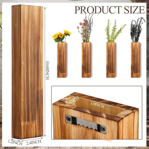 Skylety 6 Pack Wood Wall Planters for Indoor Plants Wooden Hanging Vase Farmhouse Wall Decoration for Bedroom and Living Room for Flowers and Artificial Greenery Plants(Wood Color) in Saudi Arabia