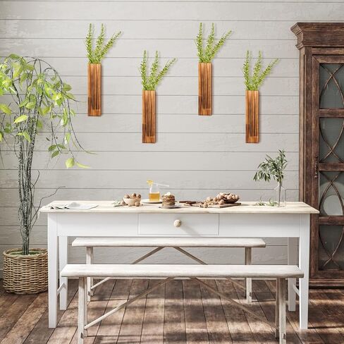 Skylety 6 Pack Wood Wall Planters for Indoor Plants Wooden Hanging Vase Farmhouse Wall Decoration for Bedroom and Living Room for Flowers and Artificial Greenery Plants(Wood Color) in Saudi Arabia