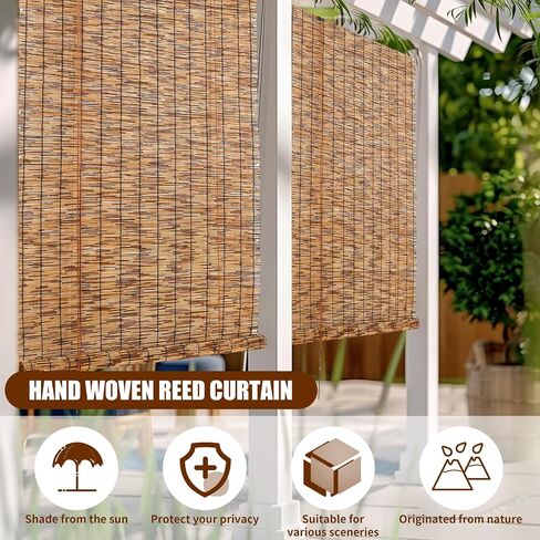 Reed Roller Blinds Shades, Vertical Lifting and Breathable Waterproof Design, Sun Shade and Ventilation, Easy Installation,48" Wx72 H in Kuwait