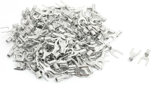 uxcell 200Pcs Metal Non-Insulated Fork Spade Terminals SNB1.25-4 AWG22-16 19A in Saudi Arabia