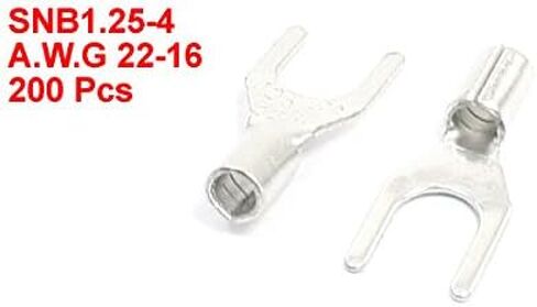 uxcell 200Pcs Metal Non-Insulated Fork Spade Terminals SNB1.25-4 AWG22-16 19A in Saudi Arabia