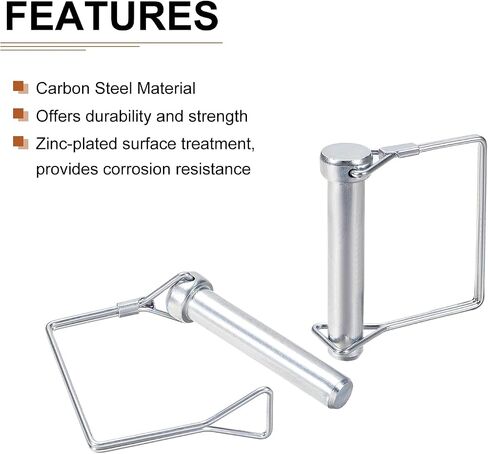 12mm x 65mm (DXL) Shaft Locking Pin - 1Pack - Good for Farm Trailers Lawn - Carbon Steel Square Trailer Coupler Pin - Silver Tone in Saudi Arabia