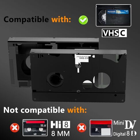 محول كاسيت VHS-C لكاميرات الفيديو VHS-C SVHS - محول كاسيت فيديو VHS-C/VHS بمحرك، غير متوافق مع 8 مم / MiniDV / Hi8 in Kuwait