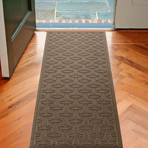 Bungalow Flooring Waterhog Runner Door Mat, 2' x 5' Made in USA, Durable and Decorative Floor Covering, Skid Resistant, Indoor/Outdoor, Water-Trapping, Ellipse Collection, Khaki/Camel in Saudi Arabia