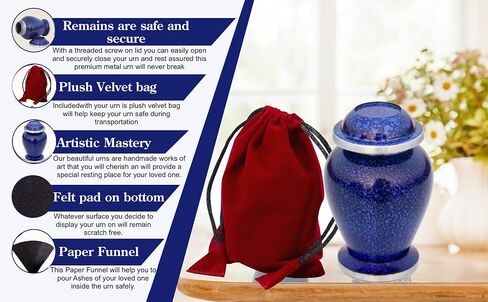 Marble Blue Small Urns for Human Ashes of Female Male | Set of 4 Aesthetic Keepsake Vials with 4 Velvet Carry Bags, A Paper Funnel and Premium Gift Box in Saudi Arabia