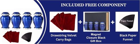 Marble Blue Small Urns for Human Ashes of Female Male | Set of 4 Aesthetic Keepsake Vials with 4 Velvet Carry Bags, A Paper Funnel and Premium Gift Box in Saudi Arabia
