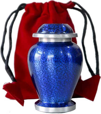 Marble Blue Small Urns for Human Ashes of Female Male | Set of 4 Aesthetic Keepsake Vials with 4 Velvet Carry Bags, A Paper Funnel and Premium Gift Box in Saudi Arabia