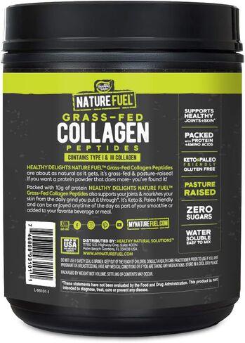 SlimFast Healthy Delights Nature Fuel Grass-Fed Collagen Peptide Powder, Gluten Free, Keto & Paleo Friendly, Unflavored, 41 Servings in Kuwait