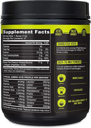 SlimFast Healthy Delights Nature Fuel Grass-Fed Collagen Peptide Powder, Gluten Free, Keto & Paleo Friendly, Unflavored, 41 Servings in Kuwait