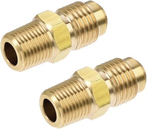 uxcell Brass Pipe fitting, 1/4 SAE Flare to 1/8NPT Male Thread, Tubing Adapter Hose Connector, for Air Conditioner Refrigeration in Saudi Arabia