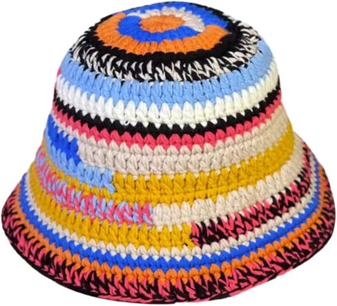 الملونة قبعة بحافة للنساء الرجال محبوك قبعة النسيج شريط نمط مرن قبعة بحافة الشتاء صياد قبعة in Kuwait