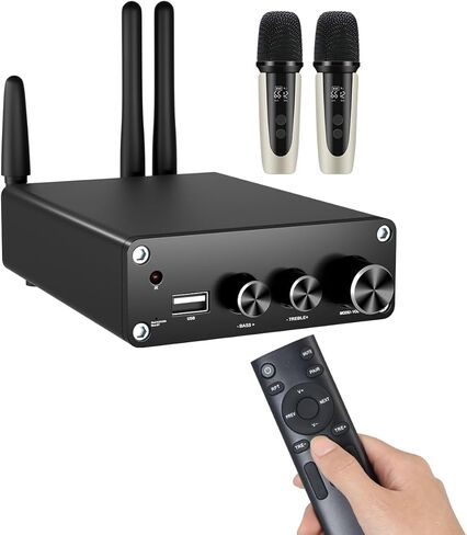 KIMIUP AC01 مضخم صوت ستيريو صغير هاي فاي TPA3116 مضخم صوت ثنائي القناة مناسب لمكبرات الصوت المنزلية 100 وات × 2 مع مصدر طاقة 24 فولت 5 أمبير (مكبر صوت + جهاز تحكم عن بعد + طاقة) in Kuwait