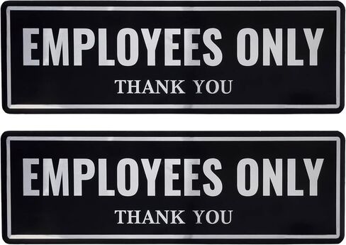 2PC Silver Employees Only Sign for Door, 8 x 2.2 Inches - Aluminum - Self-Adhesive Staff Only Metal Sign for Business Door Entrance in Saudi Arabia