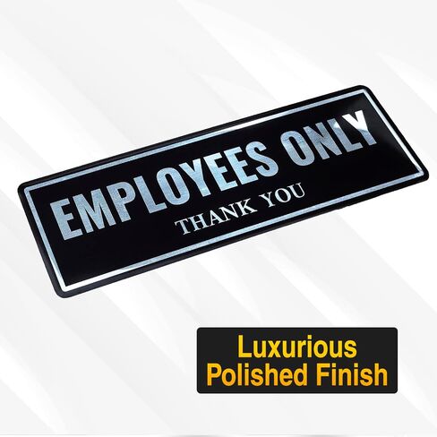 2PC Silver Employees Only Sign for Door, 8 x 2.2 Inches - Aluminum - Self-Adhesive Staff Only Metal Sign for Business Door Entrance in Saudi Arabia