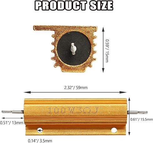 Hordion 5 Pack Aluminum Case Resistor 25W 3.9 Ohm, Wirewound Resistors Chassis Mounted Screw Tap Power Resistor Adapter for Inverter LED Lights Speakers in Kuwait