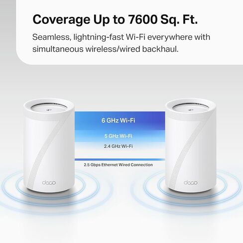 TP-Link Deco AXE5400 Tri-Band WiFi 6E Mesh System(Deco XE75) - Covers up to 2900 Sq.Ft, Replaces WiFi Router and Extender, AI-Driven Mesh, New 6GHz Band, 1-Pack in Saudi Arabia