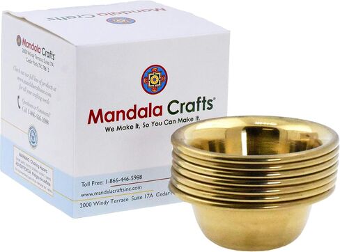 Mandala Crafts Brass Offering Bowl Set of 7 Tibetan Buddhist Alar Supplies for Meditation Yoga Burning Incense Ritual Smudging Decoration 3 Inches in Saudi Arabia