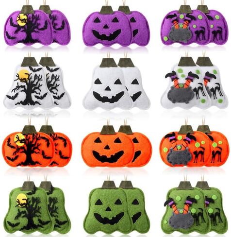 24 Pcs Felt Fall Pumpkin Hanging Tree Ornaments Decors,3D Pumpkin Shaped Pendant Craft for Fall Thanksgiving Party Hanging Decor in Saudi Arabia