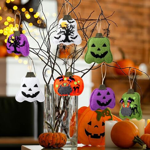 24 Pcs Felt Fall Pumpkin Hanging Tree Ornaments Decors,3D Pumpkin Shaped Pendant Craft for Fall Thanksgiving Party Hanging Decor in Saudi Arabia