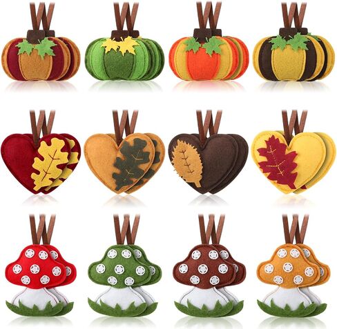 24 Pcs Felt Fall Pumpkin Hanging Tree Ornaments Decors,3D Pumpkin Shaped Pendant Craft for Fall Thanksgiving Party Hanging Decor in Saudi Arabia