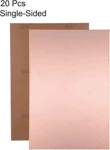 لوحة دوائر PCB من النحاس المغطى بالنحاس من جانب واحد من uxcell، 180 × 120 مم 7.09 × 4.72 بوصة، سمك 1.5 مم لوحة PCB للنماذج الأولية DIY، لوحة الاسم، 20 قطعة in Kuwait