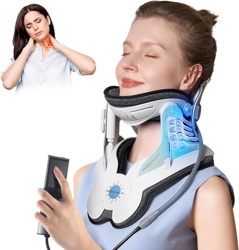 جهاز تمديد الرقبة لمشكلة عنق الرحم، مضخة هواء قابلة للنفخ، جهاز رقبة عنق الرحم مع 3 قوة جر، يمكن ارتداؤه أثناء العمل أو القيادة أو مشاهدة التلفزيون، سهل الاستخدام in Kuwait