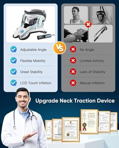 جهاز تمديد الرقبة لمشكلة عنق الرحم، مضخة هواء قابلة للنفخ، جهاز رقبة عنق الرحم مع 3 قوة جر، يمكن ارتداؤه أثناء العمل أو القيادة أو مشاهدة التلفزيون، سهل الاستخدام in Kuwait