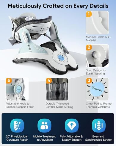 جهاز تمديد الرقبة لمشكلة عنق الرحم، مضخة هواء قابلة للنفخ، جهاز رقبة عنق الرحم مع 3 قوة جر، يمكن ارتداؤه أثناء العمل أو القيادة أو مشاهدة التلفزيون، سهل الاستخدام in Kuwait