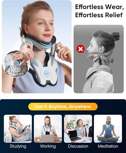 جهاز تمديد الرقبة لمشكلة عنق الرحم، مضخة هواء قابلة للنفخ، جهاز رقبة عنق الرحم مع 3 قوة جر، يمكن ارتداؤه أثناء العمل أو القيادة أو مشاهدة التلفزيون، سهل الاستخدام in Kuwait