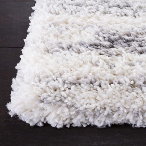 مجموعة SAFAVIEH Fontana Shag مقاس 20.32 سم × 25.4 سم عاجي/رمادي FNT850A حديث غير متساقط لغرفة المعيشة وغرفة النوم وغرفة الطعام ومدخل القطيفة بسمك 5.08 سم in Saudi Arabia