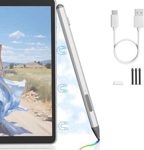 Stylus Pen for Microsoft Surface Pro 9/8/7/6/5/4/3/X, Surface Go/Book/Laptop/Studio, 30mins Fast Charging Magnetic Attachment Surface Pen with Palm Rejection, 4096 Pressure Sensitivity, Smooth Writing in Saudi Arabia