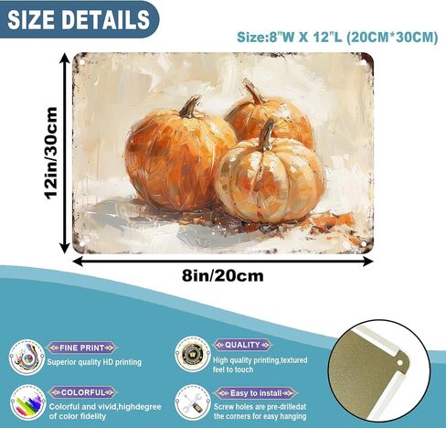 Pumpkin Metal Tin Sign Thanksgiving Day Sign Vintage Fall Decor Pumpkin Art Vintage Tin Sign Pumpkin Artwork Pumpkins Autumn Metal Poster Thanksgiving Day Halloween Wall Art 8x12 inch in Saudi Arabia