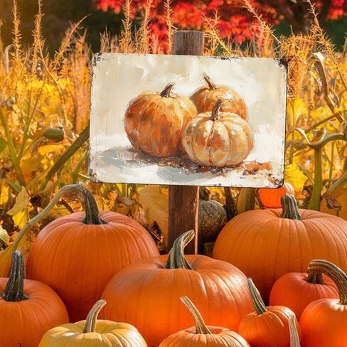 Pumpkin Metal Tin Sign Thanksgiving Day Sign Vintage Fall Decor Pumpkin Art Vintage Tin Sign Pumpkin Artwork Pumpkins Autumn Metal Poster Thanksgiving Day Halloween Wall Art 8x12 inch in Saudi Arabia