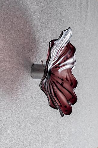 1PC Modern Hand Blown Gass Wall Art Platter Wall Deco for Wall Mount, Unique Hand Blown Glass Bowl Plate, 12 Inch Diameter, Brown Stained Accent Red Edge for Staircase, Living Room, Entry, Hallway in Saudi Arabia