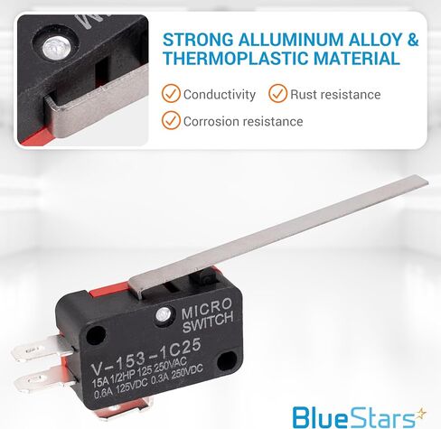 حزمة BlueStars مكونة من 10 شفرات تبديل ذات حد صغير V-153-1C25 مؤقتة 250VAC/125VDC 15A مثالية لمستلزمات Arduino والأجهزة والمعدات الكهربائية العامة in Saudi Arabia