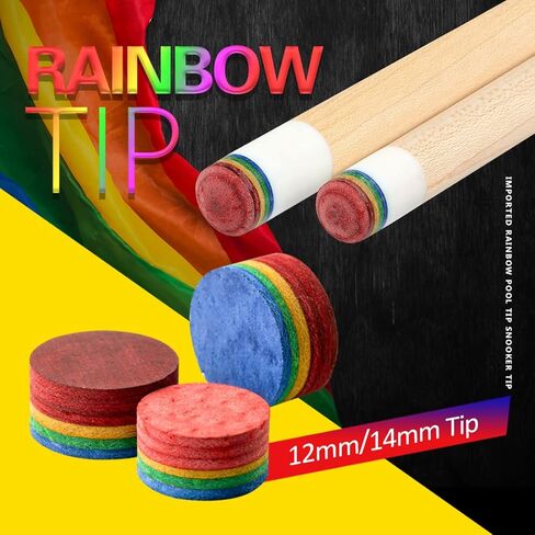 Rainbow Tip Billiards Pool Cue Tip 12/14mm Multi-Layers Cue Stick Tip Professional Durable Billiard Accessories in Kuwait