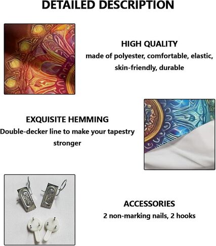 Boho Buddha Mandala Tapestry Wall Art,Vintage Bohemian Buddha Mandala Decoration for Bedroom,Psychedelic Buddha and Mandala Pattern Themed,(50x60 inches) (Blue and Yellow GTA8) in Saudi Arabia