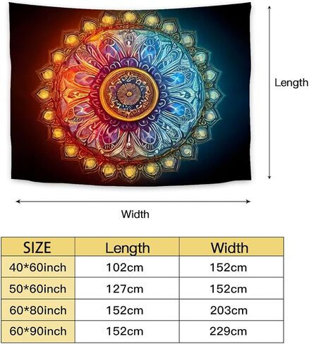 Boho Buddha Mandala Tapestry Wall Art,Vintage Bohemian Buddha Mandala Decoration for Bedroom,Psychedelic Buddha and Mandala Pattern Themed,(50x60 inches) (Blue and Yellow GTA8) in Saudi Arabia