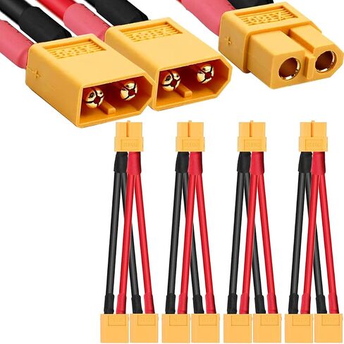 4 قطع XT60 كابل موصل البطارية المتوازي، 2 ذكر إلى 1 أنثى وصلة تمديد Y كابل مقسم لطائرة RC متعددة المراوح كوادكوبتر in Saudi Arabia